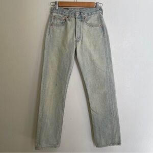 Vintage 2001 European Button Fly Levi’s 501 - Light Blue Bleach Wash